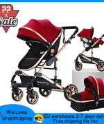 Luxury Baby 3 in 1  Carriage Stroller Portable Travel Folding Prams High Landscape Car for Newborn Babyboomer Baby carriage pram
