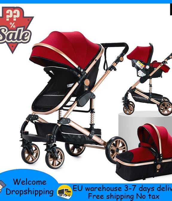 Luxury Baby 3 in 1  Carriage Stroller Portable Travel Folding Prams High Landscape Car for Newborn Babyboomer Baby carriage pram