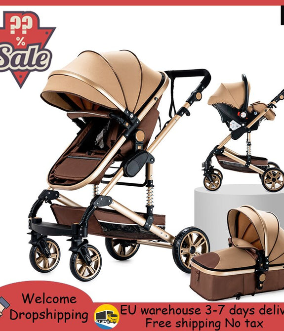 Luxury Portable Travel Folding Prams Baby 3 in 1  Carriage Stroller High Landscape Car for Newborn Babyboomer Baby carriage pram
