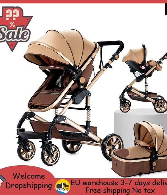 Luxury Portable Travel Folding Prams Baby 3 in 1  Carriage Stroller High Landscape Car for Newborn Babyboomer Baby carriage pram