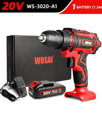 WOSAI New 20V Cordless Drill Electric Screwdriver Mini Wireless Power Driver DC Lithium-Ion Battery 3/8-Inch 2 Speed Power Tools