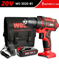 WOSAI New 20V Cordless Drill Electric Screwdriver Mini Wireless Power Driver DC Lithium-Ion Battery 3/8-Inch 2 Speed Power Tools